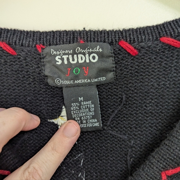 Vintage 90s Ugly Christmas Snowman Tree Ribbon Holiday Sweater - Picture 13 of 13